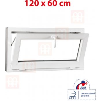 OKNA-HNED.SK Plastové okno | 120x60 cm (1200x600 mm) | biele | sklopné | pivničné