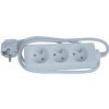 Síťový kabel 230V predlžovací, CEE7 (vidlica) - zásuvka 3x, 10m, biela