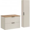 Comad Koupelnová sestava Adele Cashmere s deskou a skříňkami 80 cm kašmírová/dub wotan