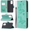 Peňaženkové kožené puzdro BUTTERFLIES na Xiaomi Redmi Note 10 Pro - Zelená