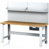 Alfa 3 Nastaviteľný dielenský stôl MECHANIC I , závesný box na náradie, nadstavba, polica, 1 zásuvka, 2000x685x700-1055 mm, antracit