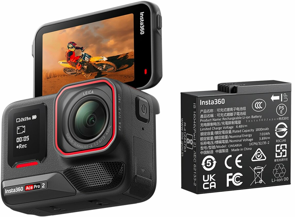 Insta360 Ace Pro 2: Záznam v akcii s dvojitou batériou pre dlhotrvajúce dobrodružstvo a maximálnu slobodu priamo z kamery.