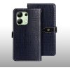 Peňaženkové kožené puzdro Idewei Crocodile na Xiaomi Redmi Note 13 4G - Tmavo modrá