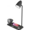 Tellur Nostalgia stolní lampa s bezdrátovou nabíječkou 15W, a Bluetooth reproduktorem 5W, černá