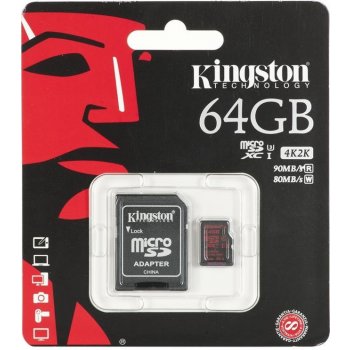 Kingston microSDXC 64GB UHS-I U3 + adapter SDCA3/64GB