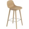 Muuto Fiber Stool 65cm s opierkou wood base + ochre