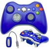 BEZDRÔTOVÝ OVLÁDAČ XBOX 360 MODRÝ S VIBRÁCIAMI + PRIJÍMAČ MODRÝ KONTROLER PC