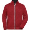 James & Nicholson Mikina JN 898 Solid na zip, pletená, fleecová, pánská COT020898l7515-red melange 5XL Melír červená/černá