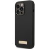 Silikónové puzdro Guess na Apple iPhone 14 Pro GUHMP14LSBPLK Silicone Metal Logo MagSafe čierne