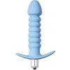 Vibračný análny kolík Lola Games First Time Twisted modrý, silikónový análny vibrátor 13,7 x 3 cm