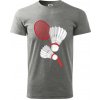 Bedminton - pálka a košík - Klasické pánske tričko vyššej gramáže - 2XL ( Tmavosivý melír )