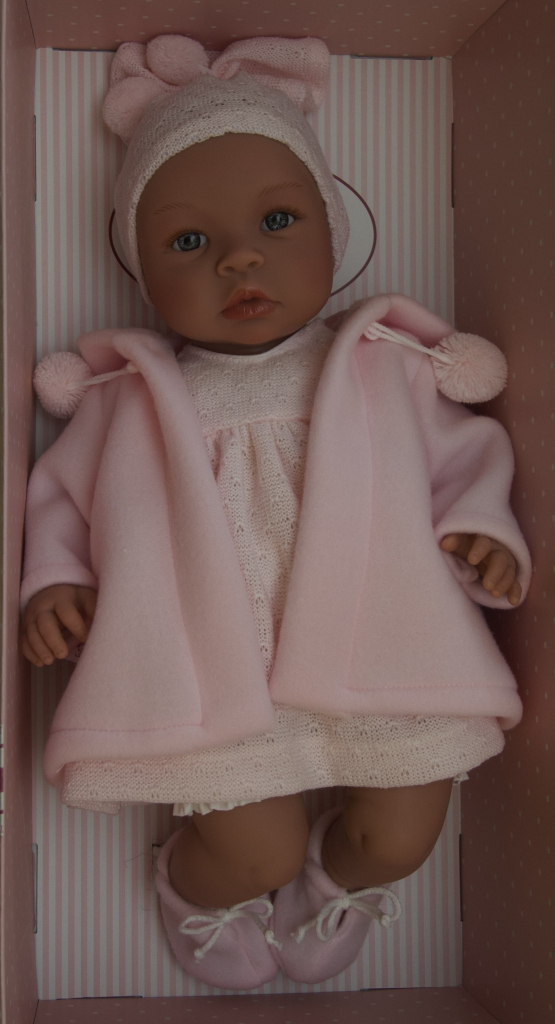 Asivil Realistické miminko LEA v růžovém kabátku s kapucou