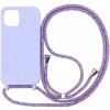 SES Gumové ochranné so šnúrkou na krk Apple iPhone 11 - fialové