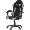 Herní kreslo, permanent contact mechanizmus s polohovou aretáciou, čierna a šedá látka, plast. kríž