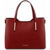 Kožená shopper kabelka Olimpia Tuscany Leather Farba: Červená