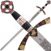 Art Gladius Zlate zdobený Templársky meč s voliteľnou pošvou