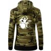 Bicie bubeník - Mikina dámska trendy zipper s kapucňou - M ( Zelený maskáč )