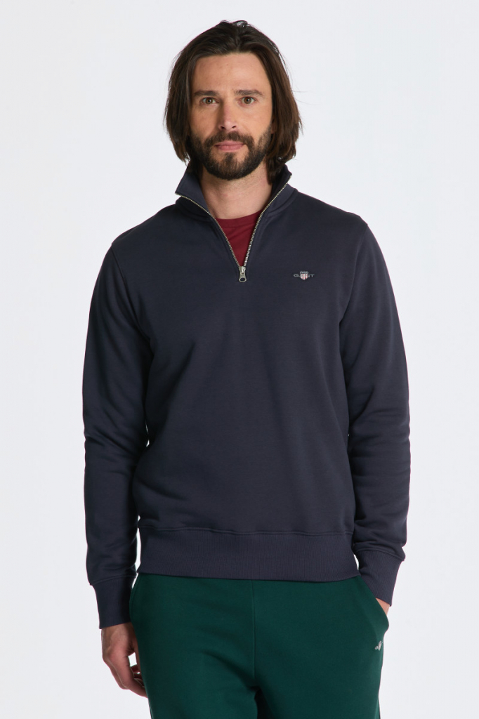 GANT REG SHIELD HALF ZIP SWEAT modrá