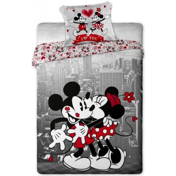 Jerry Fabrics obliečky Mickey a Minnie v NY bavlna 140x200 70x90