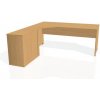 Pracovný stôl Gate, ergo, pravý, 180x75,5x200 cm, buk/buk