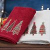 Eurofirany Vianočné osušky BIELE s aplikáciou vianočných stromčekov a malých kryštálikov biela Bavlna 70x140 cm
