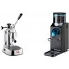 La Pavoni Europiccola Lusso + Rancilio Rocky Doserless, black