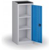 Úzka policová dielenská skriňa, 2 police, 1180 × 505 × 500 mm, modré dvere
