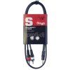 Stagg SYC1/MPS2CM E, propojovací kabel 2x RCA - Jack 3,5 mm stereo, 1m