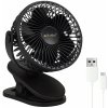 Ruhhy 25567 Ventilátor s klipom USB, 1200 mAh, USB-C, čierny