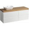 Laufen Lani - Umývadlová skrinka, 58x137x49 cm, 4 zásuvky, výrez vľavo, matná biela/dub H4065821122601