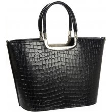 Grosso luxusná kabelka čierna lakovaná S7 krokodíl