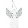 Textilomanie Porcelánový závesný anjel DOTS SILVER 9 cm