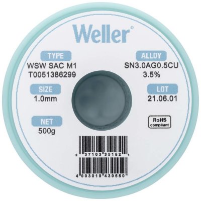 Weller WSW SAC M1 spájkovací cín bez olova cievka Sn3,0Ag0,5Cu 500 g 1 mm