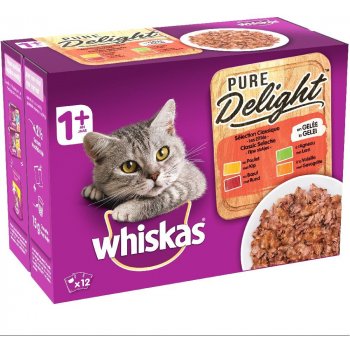 Whiskas 1+ Adult Pure Delight hydinový výber v želé 48 x 85 g