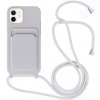 AppleKing silikónový kryt so šnúrkou a kapsou na karty pre iPhone 11 - sivý - možnosť vrátiť tovar ZADARMO do 30tich dní