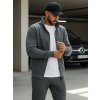 Dstreet Pánska mikina rozopínacia bez kapucne sivá BX4109 Farba: Šedá - tmavo, Veľkosť: M