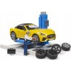 Autoservis s autom - žltý Roadster Bruder 62112