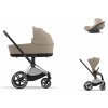 Cybex Platinum CYBEX Priam Travel Set + Cloud T Plus i-Size cosy beige 2024 chrome with brown details