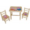 ČistéDrevo Drevený detský stolček so stoličkami - Prasiatko Pepa