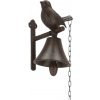 Esschert Design Záhradný zvonček Bird, 20x12 cm, liatina, hnedá