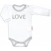 Baby Nellys Body dlhý rukáv Love - biely, veľ. 56, 56 (1-2m)