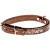 COBBYS PET Obojok z pravej kože hnedý s lesklým hnedo strieborným hadím motívom 35cm/15mm