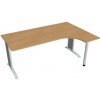 Hobis Pracovný stôl Flex, ergo, ľavý, 180x75,5x120 (80x40) cm, dub/kov