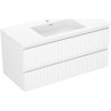Mexen Rivel kúpeľňová skrinka 100 cm s umývadlom Otis, 2 zásuvky, ryhovaná, biela matná - 91A20-10047-2-BFF01-W18M01