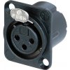 NEUTRIK NC3FD-LX-B, panelový XLR konektor, samica, 3-pin gold, kovový