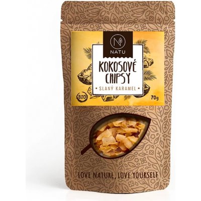 NATU Kokosové chipsy BIO slaný karamel 70 g