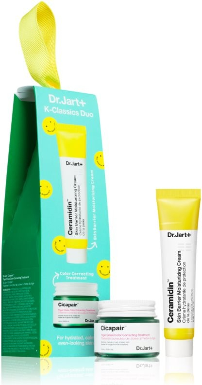 Dr. Jart+ K-Classics Duo Cicapair Tiger Grass Color Correcting Treatment intenzívny krém redukujúci začervenanie pleti 15 ml + Ceramidin Skin Barrier Moisturizing Cream hydratačný krém