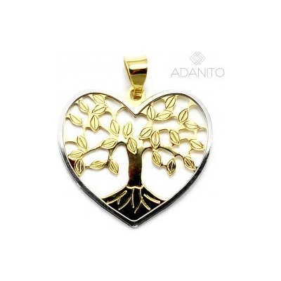 Adanito BRP0291GS Zlatý prívesok srdce strom života z kombinovaného zlata