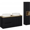 Comad Kúpeľňová zostava Nova Black s doskou, umývadlami a skrinkami 120 cm čierna/dub Evoke