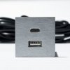 ASA Plastici S.R.L. ASA 06029Z00041 VERSAPICK Vstavaná nabíjacia jednotka, 1x nabíjačka USB A+C, kábel 1,8 m, vrát. napájacieho adaptéra EU, štvorcová, imitácia kartáčovanej ocele